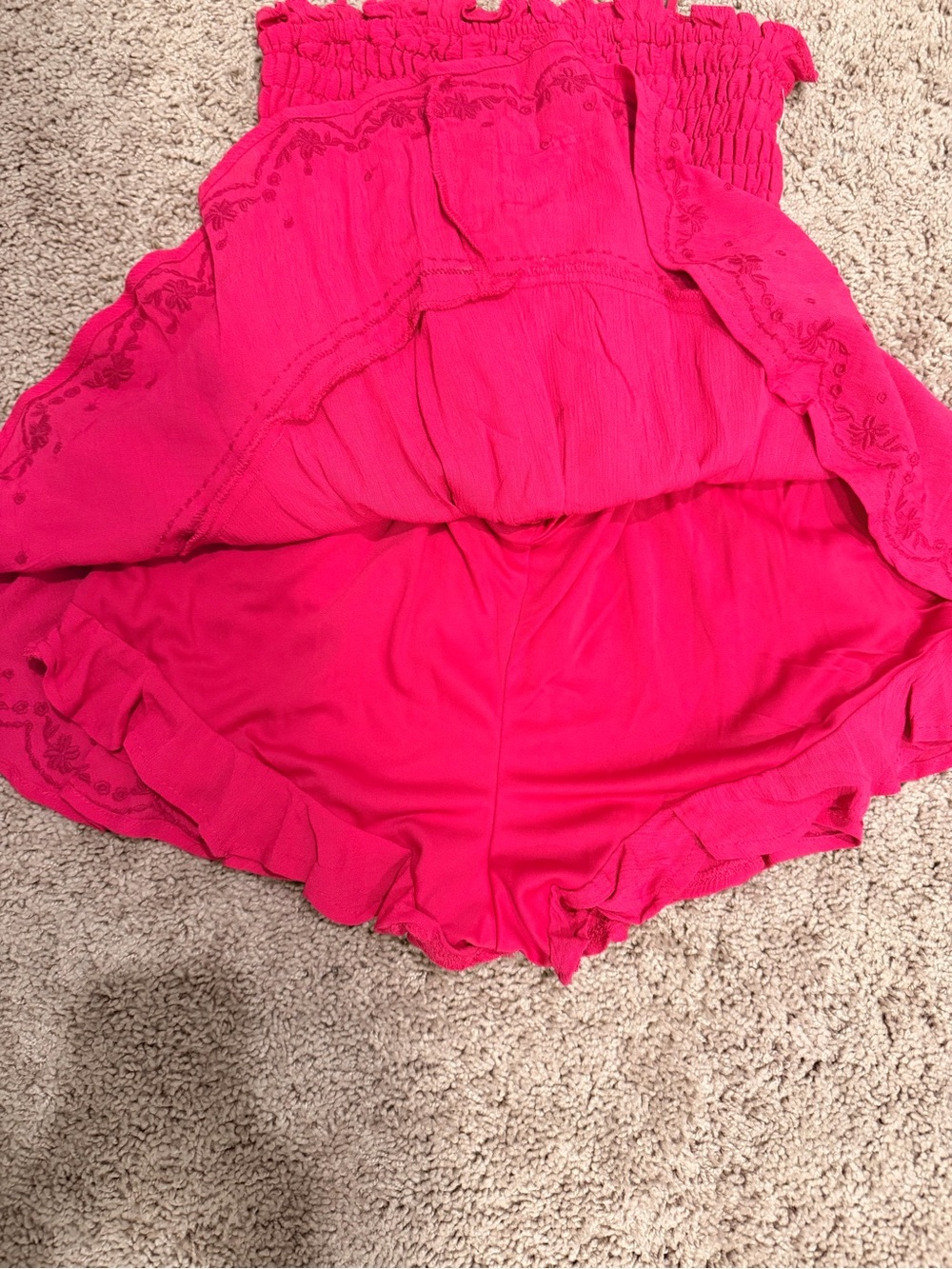 No Boundaries Hot Pink Smocked Ruffle Mini Dress - Picture 4 of 8